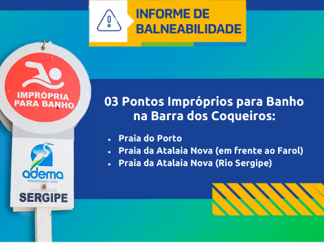 Adema identifica três praias impróprias para banho na Barra dos Coqueiros